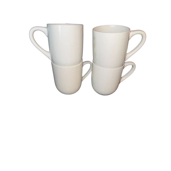 Set Of 4 Mainstays White Ceramic Coffee Mugs 10 Oz - Made In China - Picture 2 of 8
